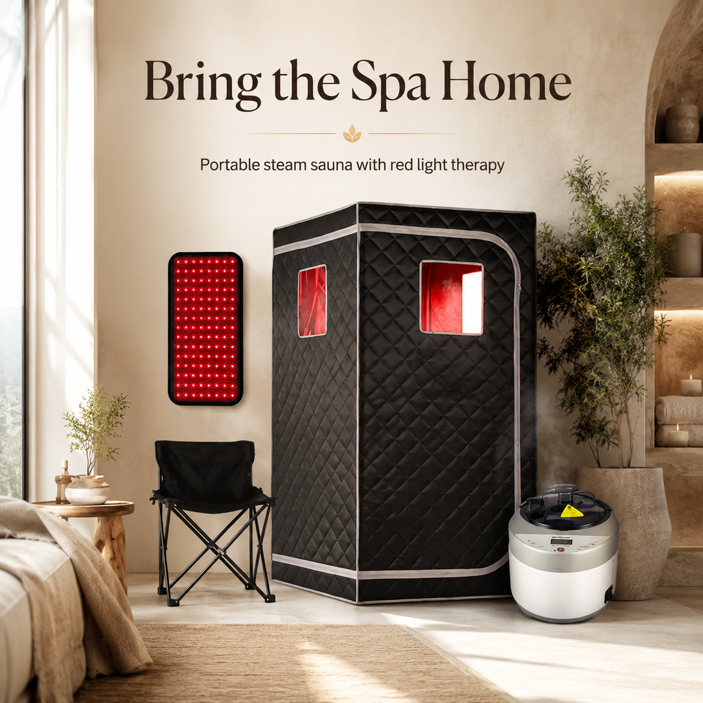SaunaFlex Pro — Portable Steam Sauna with Red Light Therapy