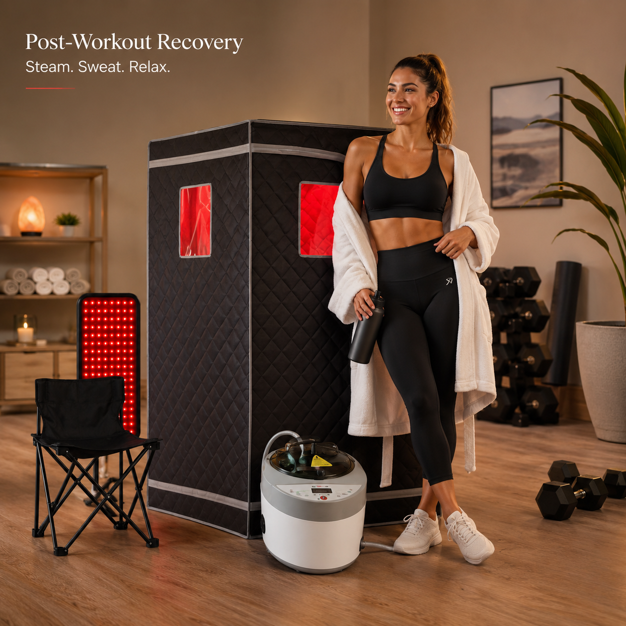 SaunaFlex Pro — Portable Steam Sauna with Red Light Therapy