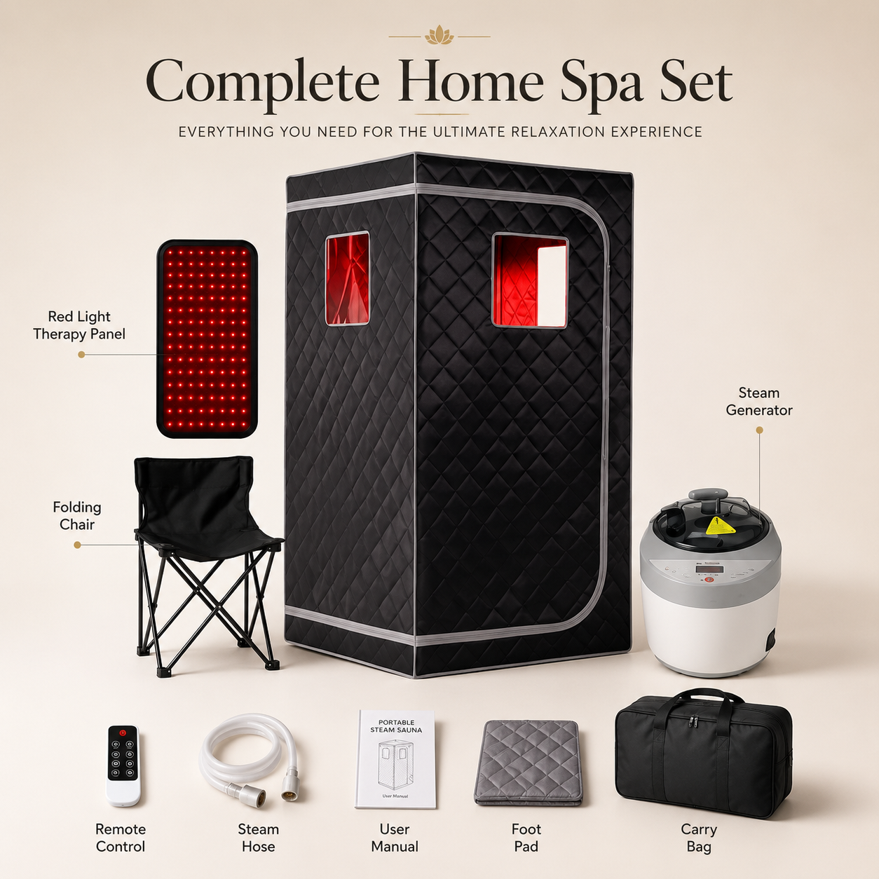 SaunaFlex Pro — Portable Steam Sauna with Red Light Therapy